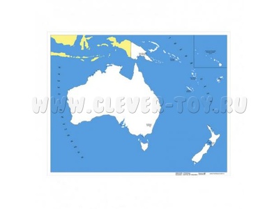 Контурная карта Океании - столицы